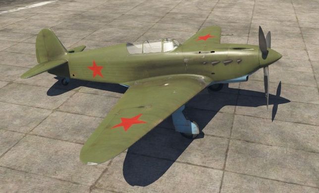 Истребитель Як-1 в ангаре игры War Thunder.