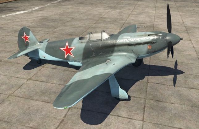 Истребитель Як-3 в ангаре игры War Thunder.