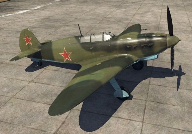Истребитель Як-7Б в ангаре игры War Thunder.
